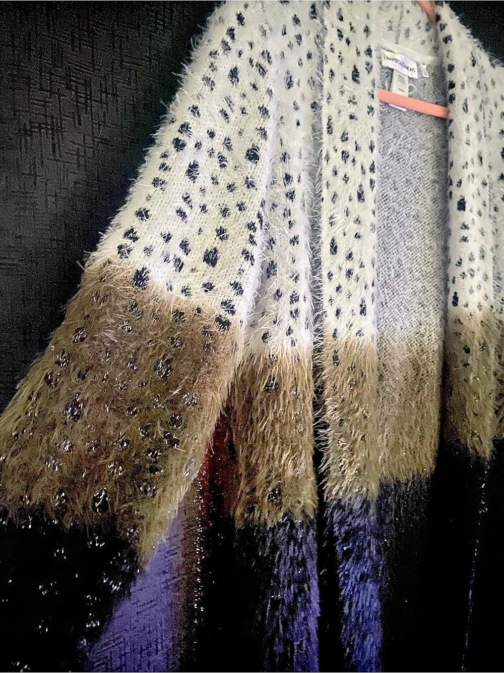 Draper's & Damon's  - Color Block Ombre Fuzzy Open Front  Cardigan size large - Picture 3 of 4